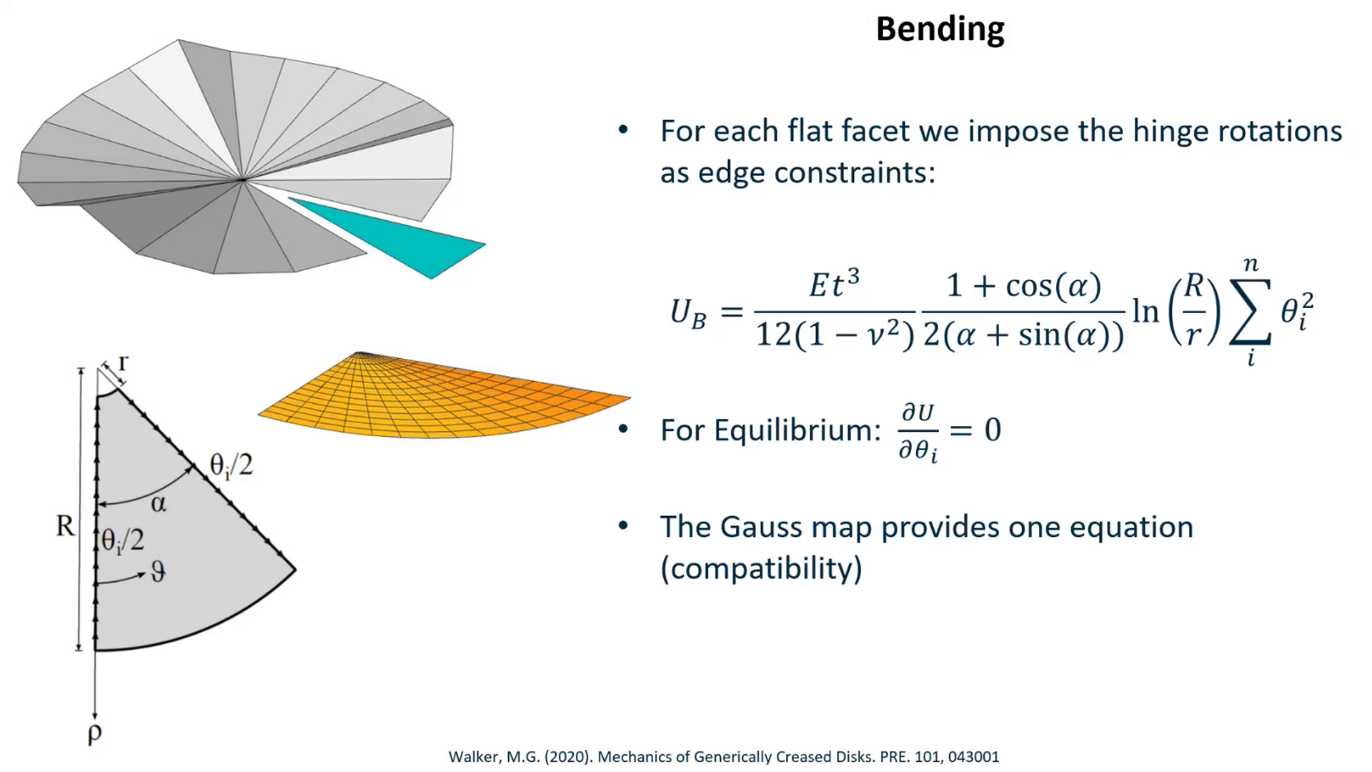 Slide 23/47 at 29:35: For each flat facet we impose the hinge rotations
