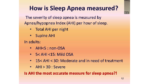 Slide 39/100 at 19:37: How is Sleep Apnea measured?