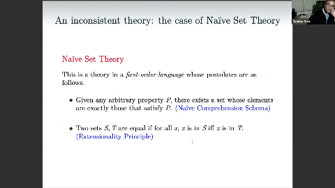 Slide 22/72 at 1:01:43: An inconsistent theory: the case of Naive Set ...